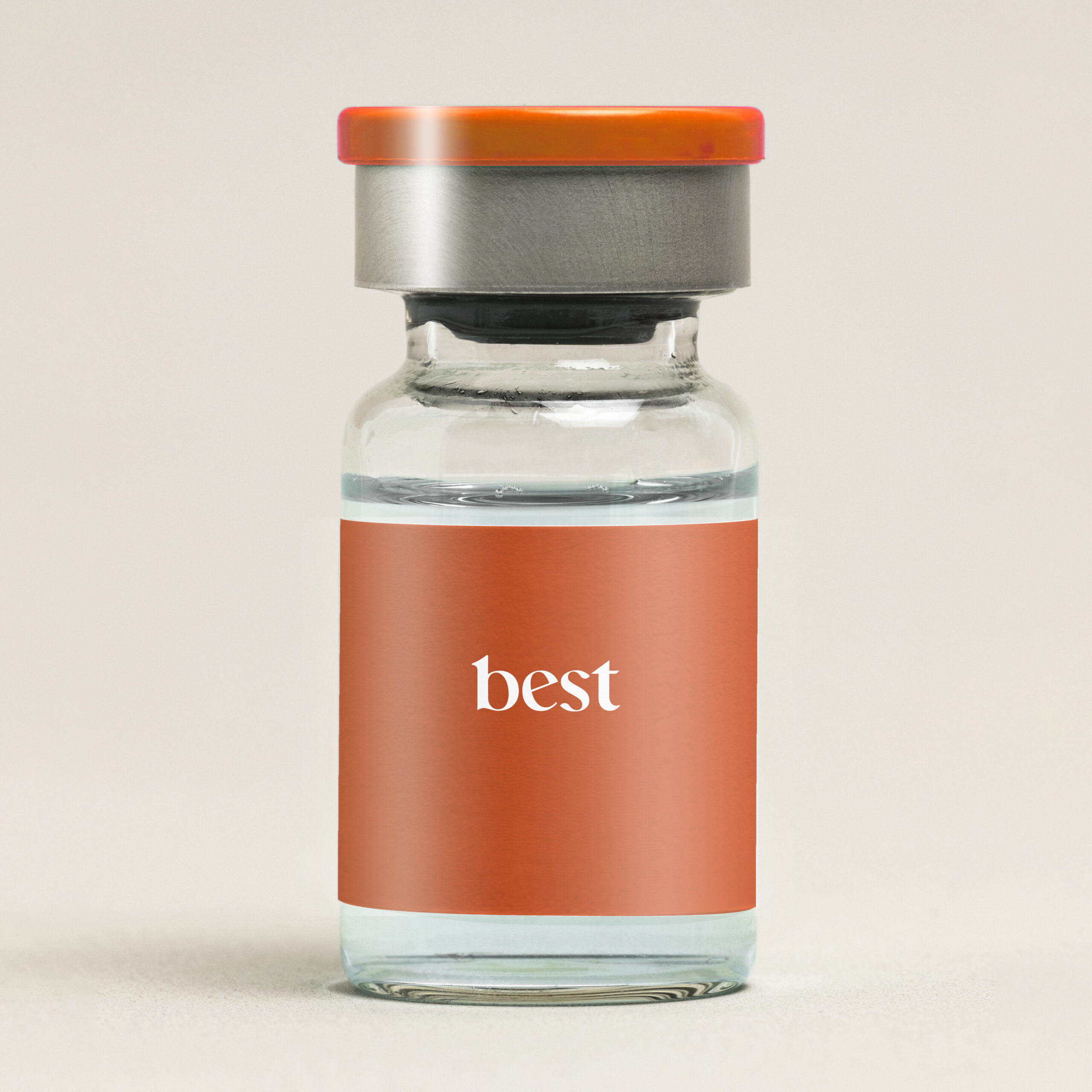 Blank vaccine label on injection glass bottle with green liquid